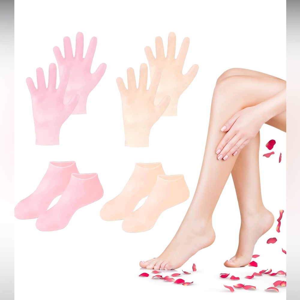 Unisex Silicone Socks & Gloves for Dry Cracked Skin (Socks Fits Up to Size 8.5)